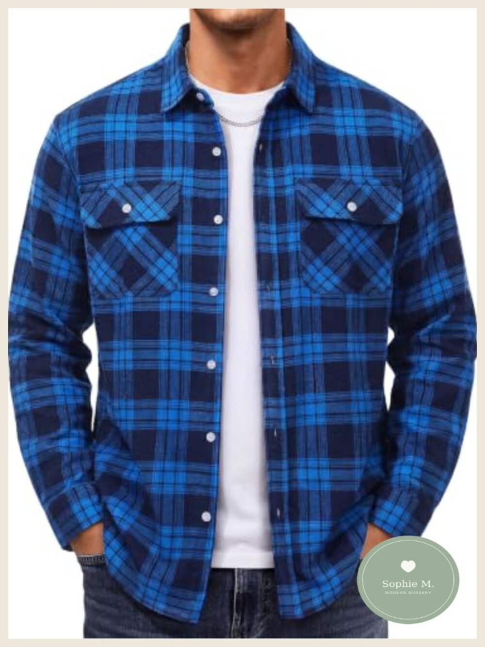 Men's Plaid Flannel Shirt Long Sleeve Button Down Cotton Casual Shirt